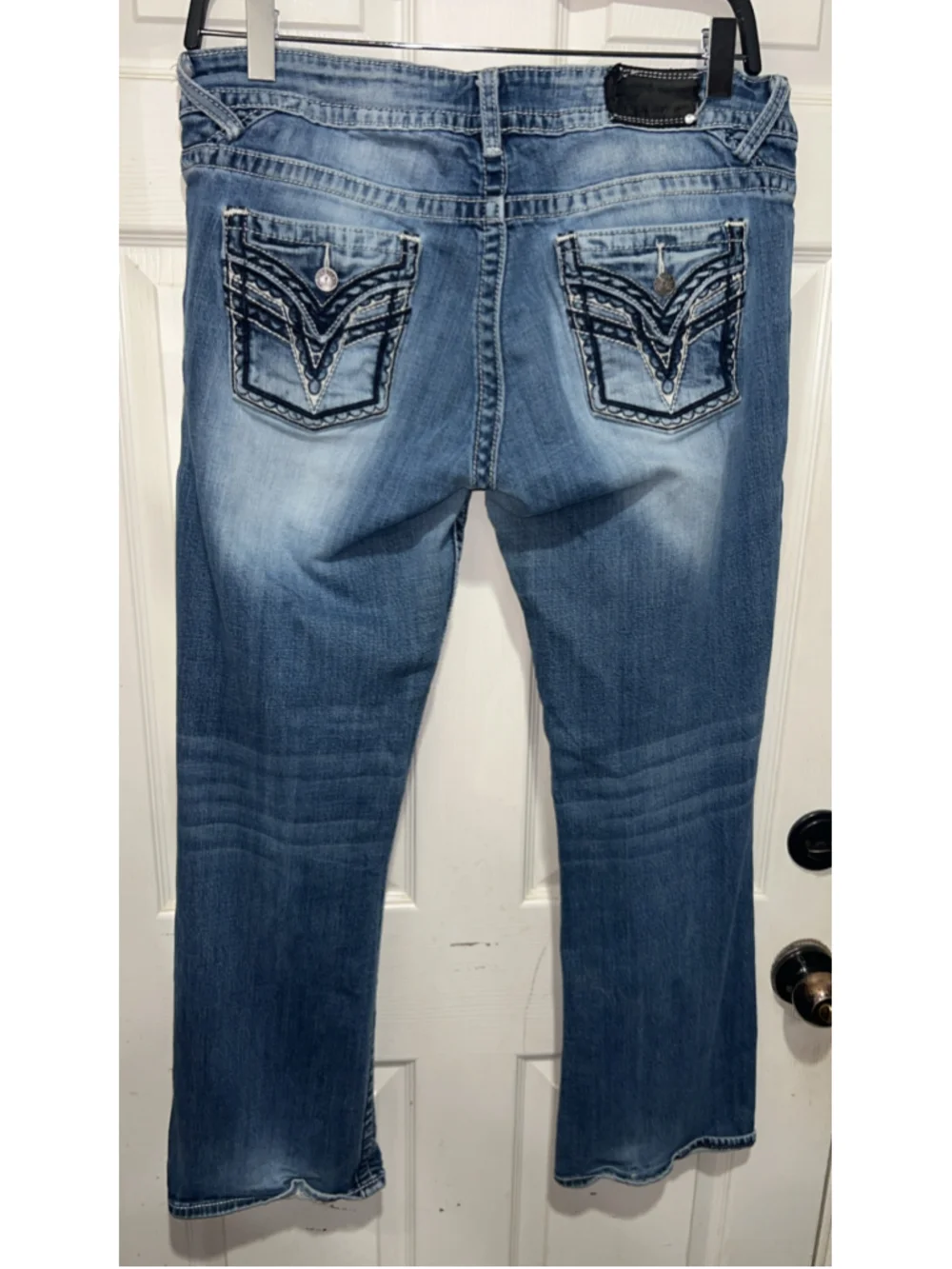 Women's Vigoss The Dallas Boot Cut Jeans Size 15 Blue White